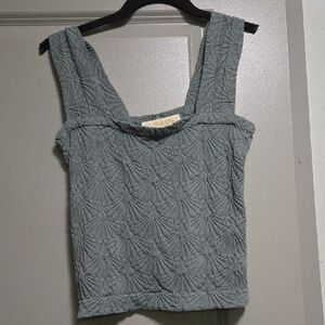 Textured Gray Sleeveless Blouse